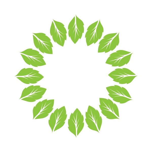 Logotipo circular con hoja simple